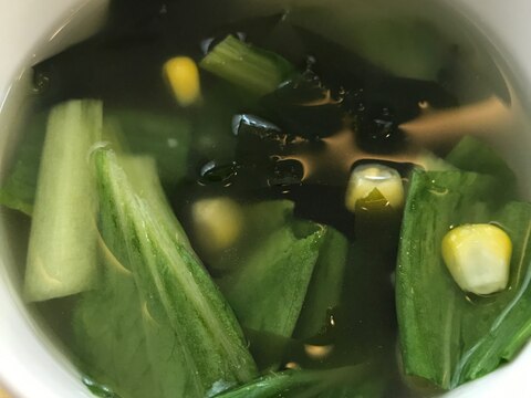 ぱぱっと！青梗菜とワカメのスープ！